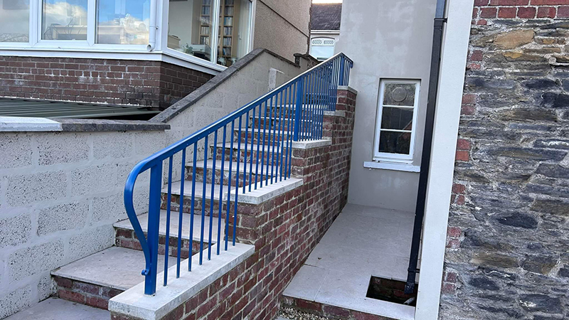 Blue forged iron railings Llandeilo